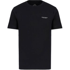 Armani Exchange T-shirt blauw (Maat: 2XL) - Tekst - Halslijn: Ronde hals,