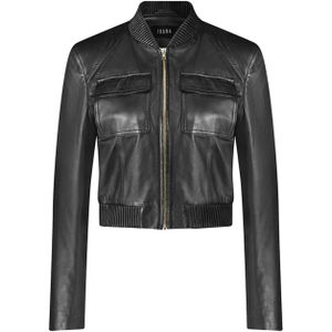 Ibana Dames leren jas zwart (Maat: 38) - Effen