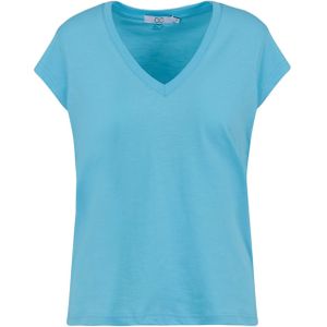 CC Heart T-shirt blauw (Maat: S) - Effen - Halslijn: V-hals,