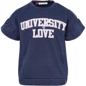 Looxs Little Meisjes top blauw (Maat: 92) - Tekst - Halslijn: Ronde hals,