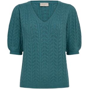 Freequent Dames trui blauw (Maat: L) - Effen - Halslijn: V-hals,