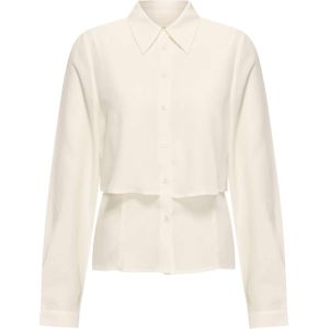 Aimée the Label Dames blouse wit (Maat: XS) - Effen - Halslijn: Polokraag,