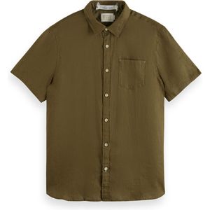 Scotch & Soda Overhemd korte mouw groen (Maat: L) - Effen