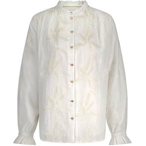 Nukus Blouse wit (Maat: M) - Halslijn: Opstaande kraag,