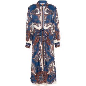 FARM Rio Dames jurk blauw (Maat: M) - Halslijn: Polokraag,