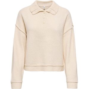 Only Dames trui ecru (Maat: S) - Effen - Halslijn: Polokraag,