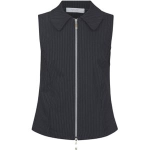 Sisters Point Vest zwart (Maat: XL) - Streep - Halslijn: Kraag,