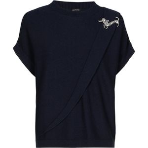 Caroline Biss Dames trui blauw (Maat: 36) - Effen - Halslijn: Ronde hals,