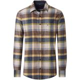 Casa Moda Heren overhemd lange mouw bruin (Maat: M) - Ruit