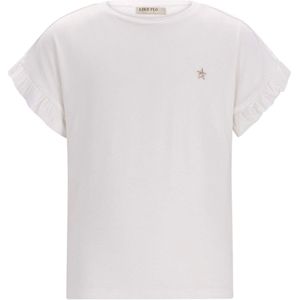 Like Flo Meisjes t-shirt ecru (Maat: 110) - Glitter - Halslijn: Ronde hals,