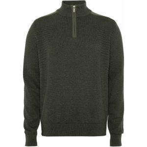 Fellows United Trui met rits groen (Maat: M) - Mélange - Halslijn: Opstaande kraag met rits,