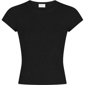 Neo Noir - Tirra Knit Tee - T-shirt - Zwart - Effen - Ronde Halslijn