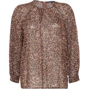 LUISA CERANO Blouse bruin (Maat: 36) - Halslijn: Ronde hals,