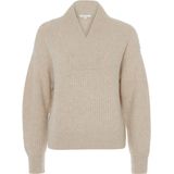 OPUS Dames trui beige (Maat: 34) - Effen - Halslijn: Opstaande kraag,
