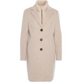 District - SIT UP Sand - Damesjas - Lange Wollen Jas - Met Uitneembare Innerfacing