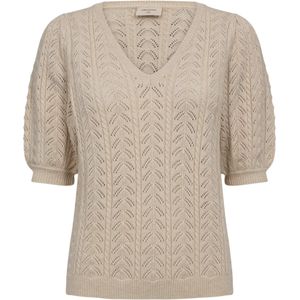 Freequent Dames trui beige (Maat: S) - Effen - Halslijn: V-hals,