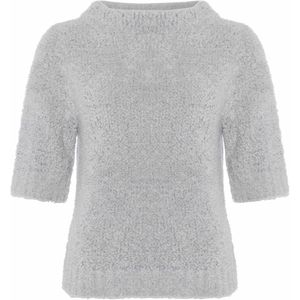 OPUS Dames trui ecru (Maat: 34) - Effen - Halslijn: Opstaande kraag,