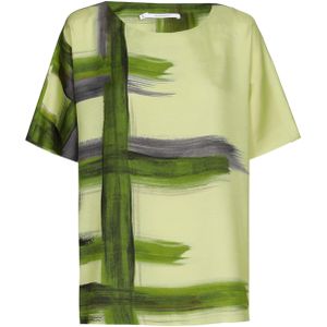 Xandres - Blouse - Groen - Ronde Halslijn