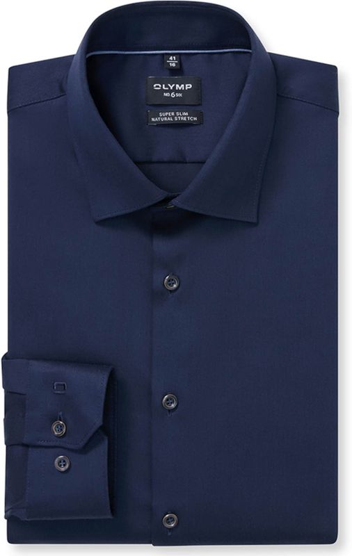 OLYMP No. Six Overhemd, super slim, New York Kent, Marineblauw