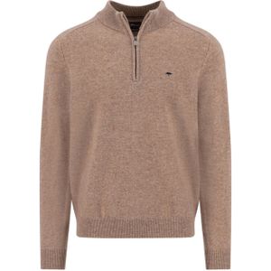 Fynch-Hatton Heren trui met rits beige (Maat: L) - Mélange - Halslijn: Opstaande kraag met rits,