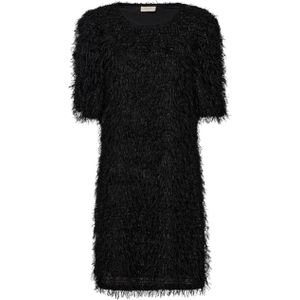 Freequent Dames jurk zwart (Maat: L) - Effen - Halslijn: Ronde hals,