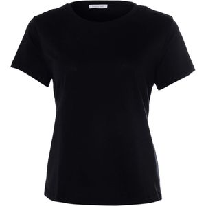 Patrizia Pepe T-shirt zwart (Maat: M) - Effen - Halslijn: Ronde hals,