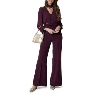 Rinascimento CFC 20090 G-Tuta jumpsuit bordeaux (Maat: S) - Effen - Halslijn: V-hals,