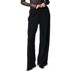 Only - Life Wide Glitter Pant JRS - Broek - Zwart - Wijde Pijp - Glitterfinish