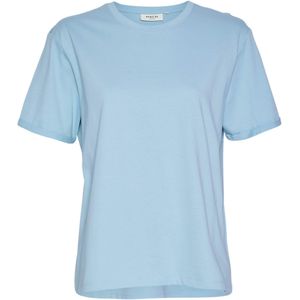 Moss Copenhagen T-shirt blauw (Maat: L-XL) - Effen - Halslijn: Ronde hals,