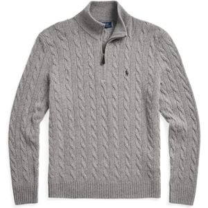 Ralph Lauren Trui met rits grijs (Maat: L) - Halslijn: Opstaande kraag met rits,