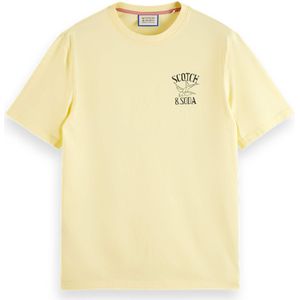 Scotch & Soda T-shirt geel (Maat: 2XL) - Effen - Halslijn: Ronde hals,