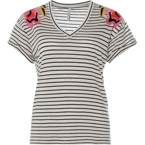 Summum Woman T-shirt multicolor (Maat: S) - Streep - Halslijn: V-hals,