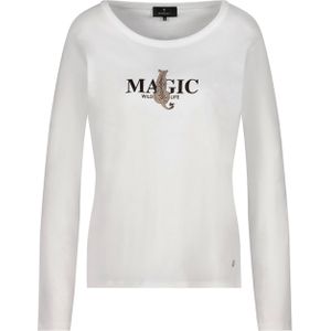 Monari Dames longsleeve ecru (Maat: 36) - Tekst - Halslijn: Ronde hals,