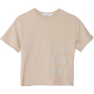 Calvin Klein T-Shirt ecru (Maat: 152) - Tekst - Halslijn: Ronde hals,