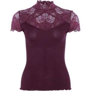 Rosemunde Dames top bordeaux (Maat: S) - Kant - Halslijn: Opstaande kraag,