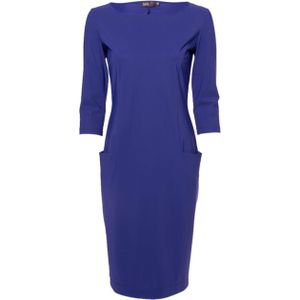 MOQ Dames jurk blauw (Maat: 44) - Effen - Halslijn: Ronde hals,