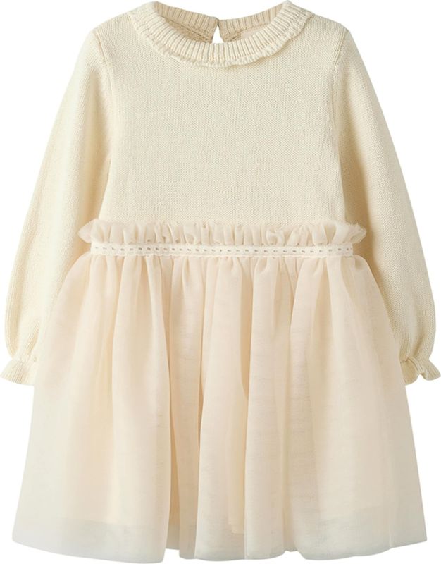 Lil' Atelier Meisjes jurk ecru (Maat: 92) - Effen