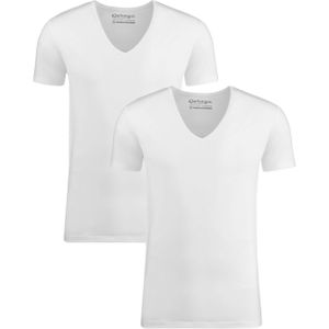 Garage T-shirt wit (Maat: M) - Effen - Halslijn: V-hals,