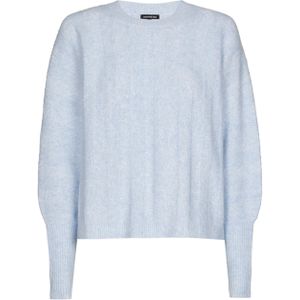 Caroline Biss - Trui - Blauw - Mélange - Viscose Mix Geribd Vleermuismouw