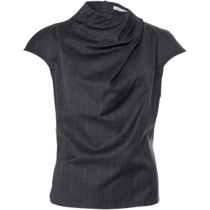 Ahlvar Gallery Dames top grijs (Maat: S) - Halslijn: Opstaande kraag,