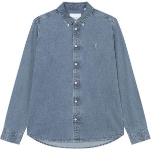 Les Deux Overhemd lange mouw blauw (Maat: S) - Effen