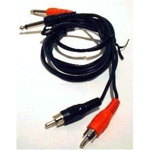 Cinchkabel, 2x Cinchstecker 2x 6,3mm Mono Klinke, 1,5 Meter, schwarz