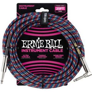 Ernie Ball EB6063 Instrumentenkabel Gewebe 7,62m lang gerade/gewinkelt
