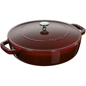 Staub Braisers Bräter mit Chistera Drop-Structure 28 cm, rund, Grenadine-Rot, Gusseisen