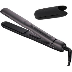 Medion LIFE HS1 schwarz | Glätteisen | Keramik-Turmalin-Stylingplatten mit Temperatursensor | 5 Hitzestufen | In nur 60 Sek. auf 210° | Display