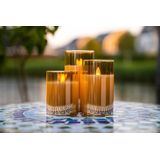 FlinQ LED Kaarsen met Bewegende Vlam in Smoked Glass - Inclusief Afstandsbediening met Timer en Dimfunctie - Nep Kaarsen met Flikkerende Vlam - Dinerkaarsen - 3 stuks - Goud