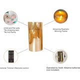 FlinQ LED Kaarsen met Bewegende Vlam in Smoked Glass - Inclusief Afstandsbediening met Timer en Dimfunctie - Nep Kaarsen met Flikkerende Vlam - Dinerkaarsen - 3 stuks - Goud