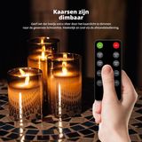 FlinQ LED Kaarsen met Bewegende Vlam in Smoked Glass - Inclusief Afstandsbediening met Timer en Dimfunctie - Nep Kaarsen met Flikkerende Vlam - Dinerkaarsen - 3 stuks - Goud