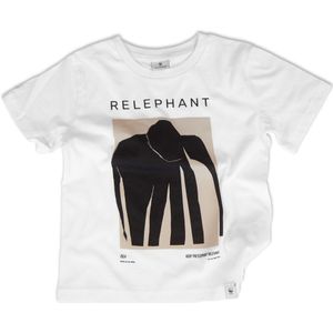 Relephant Kinder T-shirt - Bosolifant - Beige op wit - maat 3-4 jaar