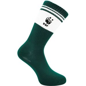 Retro sportsokken - donkergoen met panda logo - maat 35-40